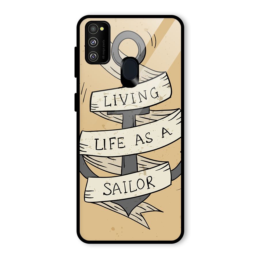 Old School Anchor Glass Back Case for Galaxy M30s