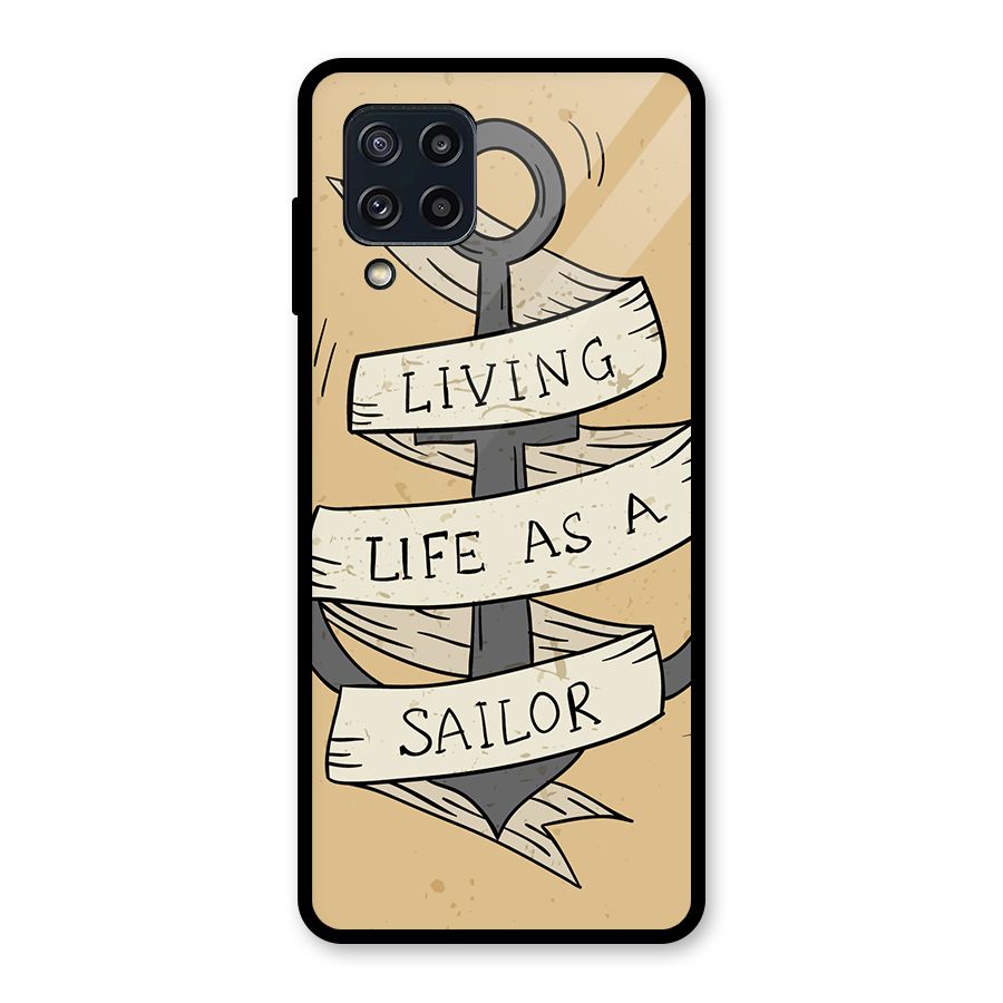 Old School Anchor Glass Back Case for Galaxy M32