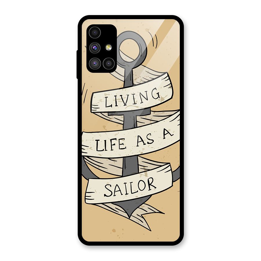 Old School Anchor Glass Back Case for Galaxy M51