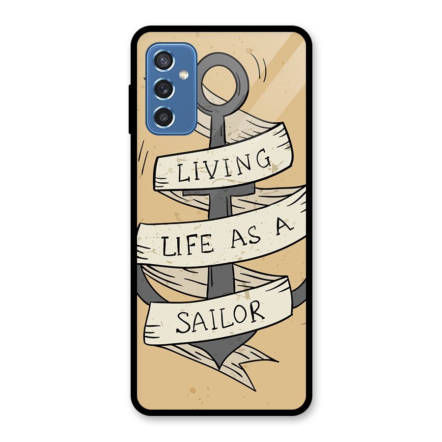 Old School Anchor Glass Back Case for Galaxy M52 5G