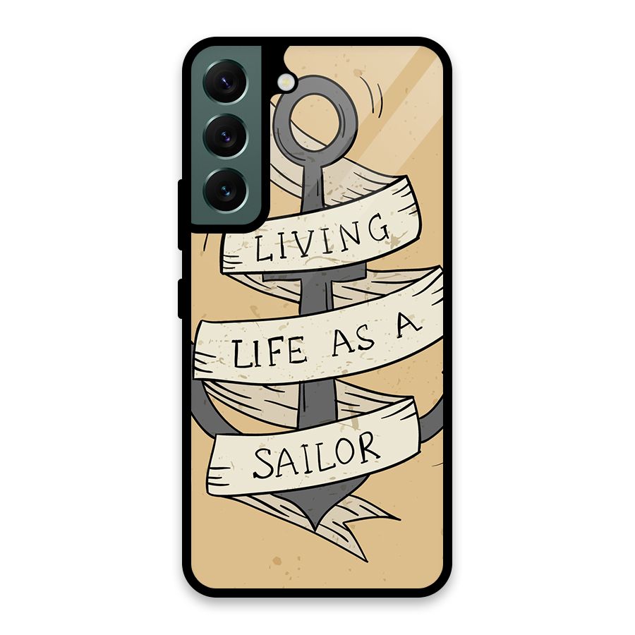 Old School Anchor Glass Back Case for Galaxy S22 5G