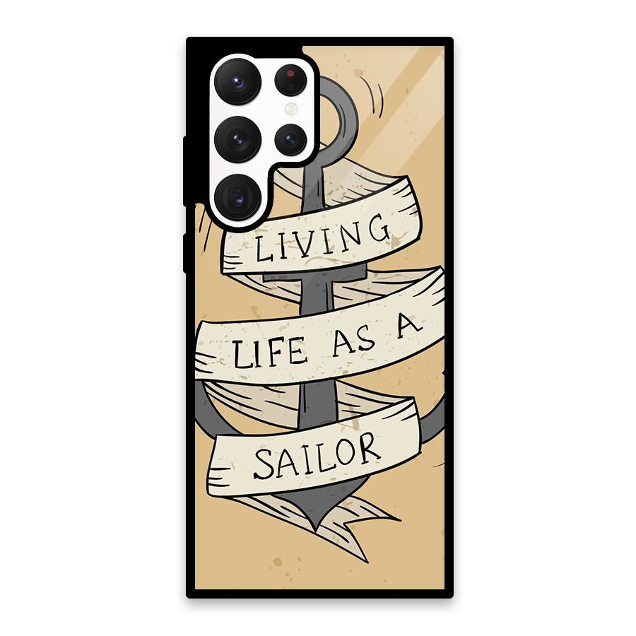 Old School Anchor Glass Back Case for Galaxy S22 Ultra 5G