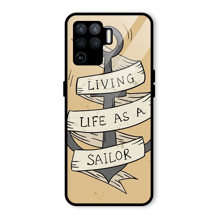 Old School Anchor Glass Back Case for Oppo F19 Pro