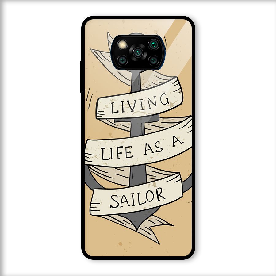 Old School Anchor Glass Back Case for Poco X3