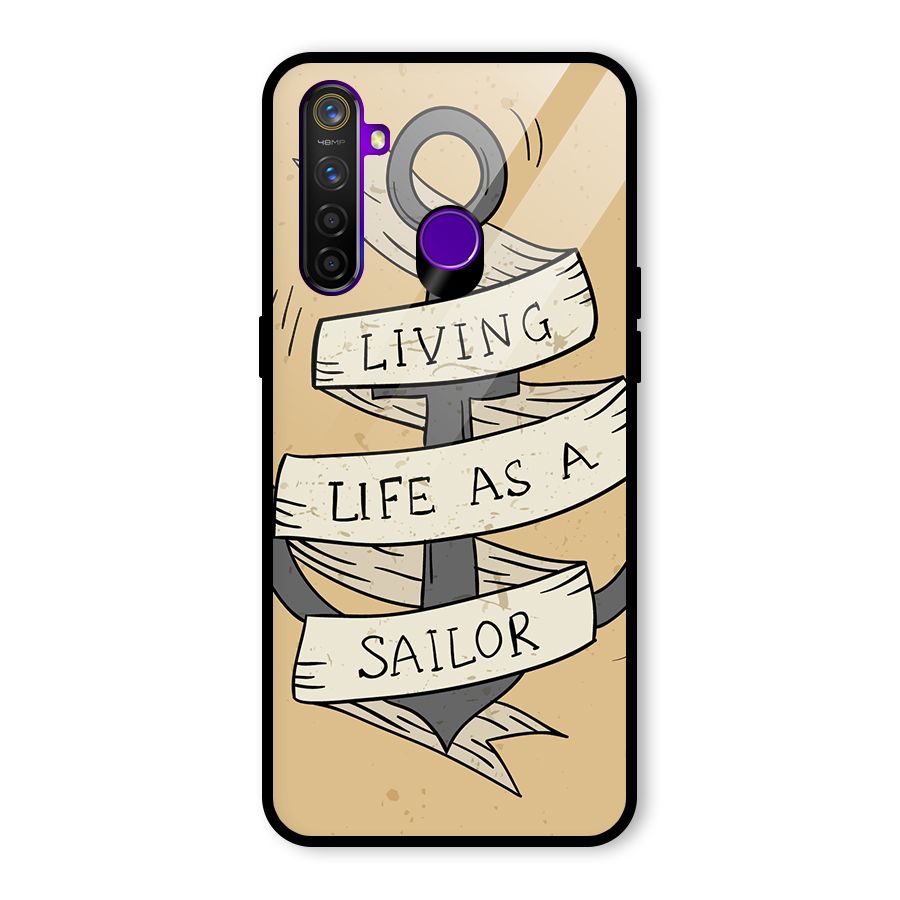 Old School Anchor Glass Back Case for Realme 5 Pro