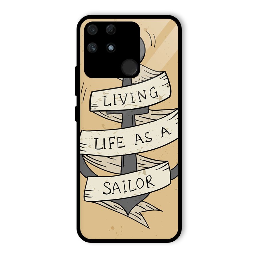 Old School Anchor Glass Back Case for Realme Narzo 50A