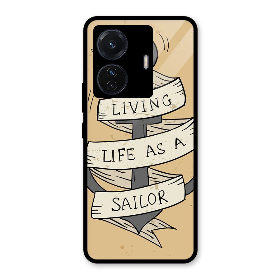 Old School Anchor Glass Back Case for Vivo T1 Pro