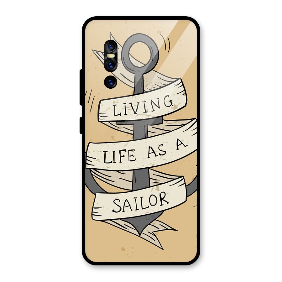 Old School Anchor Glass Back Case for Vivo V15 Pro