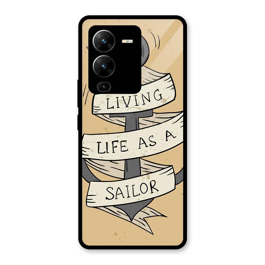 Old School Anchor Glass Back Case for Vivo V25 Pro