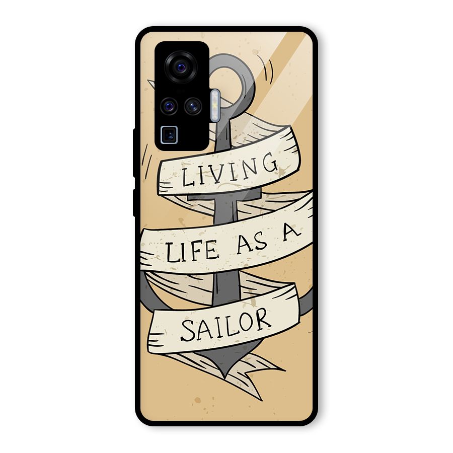 Old School Anchor Glass Back Case for Vivo X50 Pro