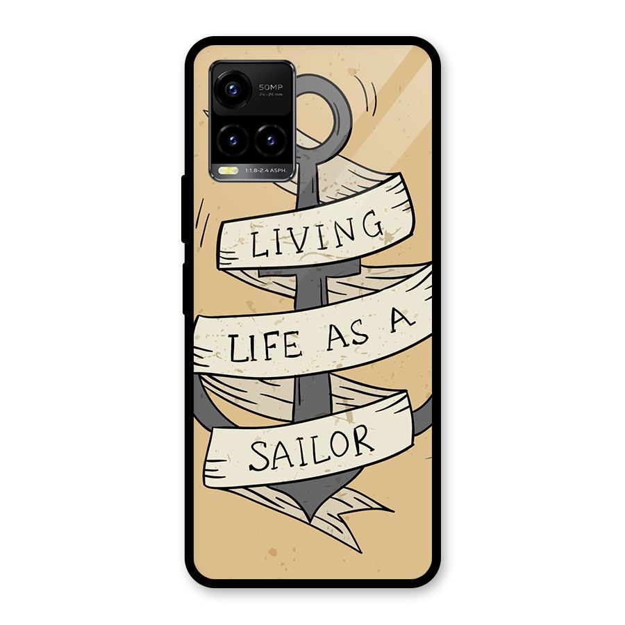Old School Anchor Glass Back Case for Vivo Y21A