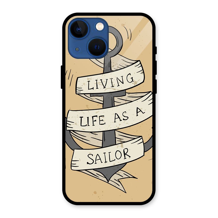 Old School Anchor Glass Back Case for iPhone 13 Mini