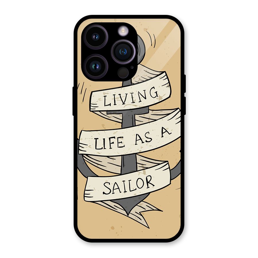 Old School Anchor Glass Back Case for iPhone 14 Pro