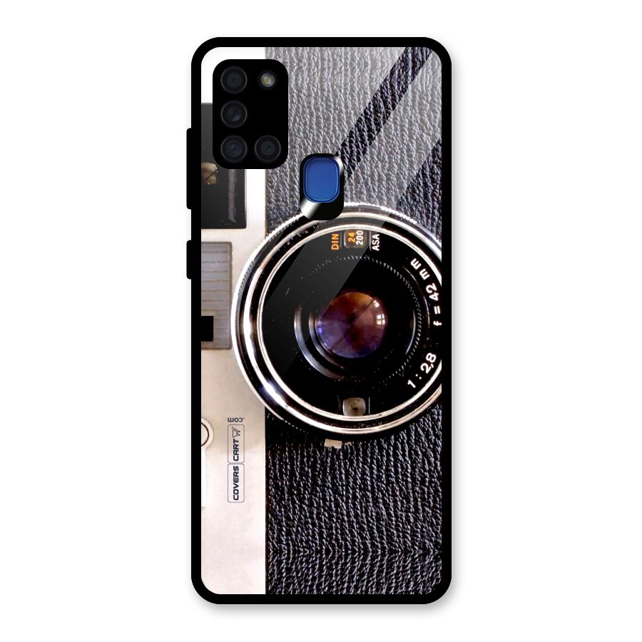 Old School Camera Glass Back Case for Galaxy A21s