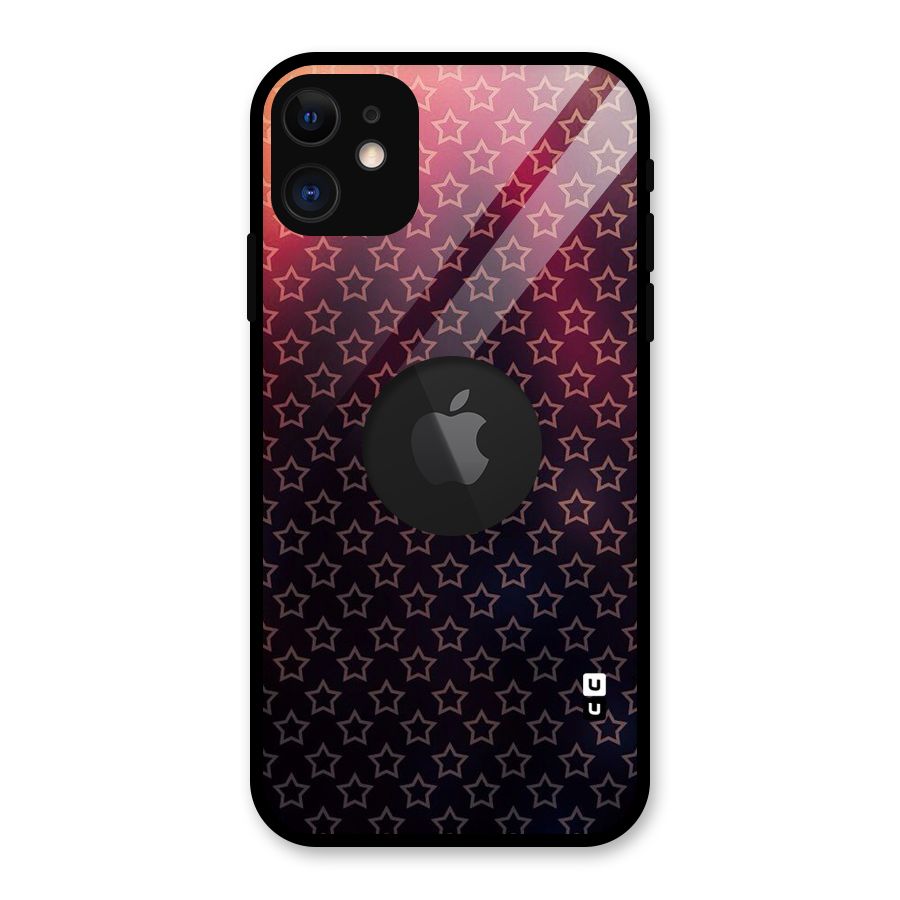 Ombre Stars Glass Back Case for iPhone 11 Logo Cut