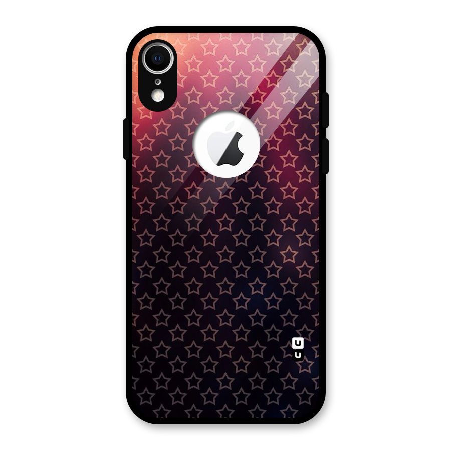 Ombre Stars Glass Back Case for iPhone XR Logo Cut