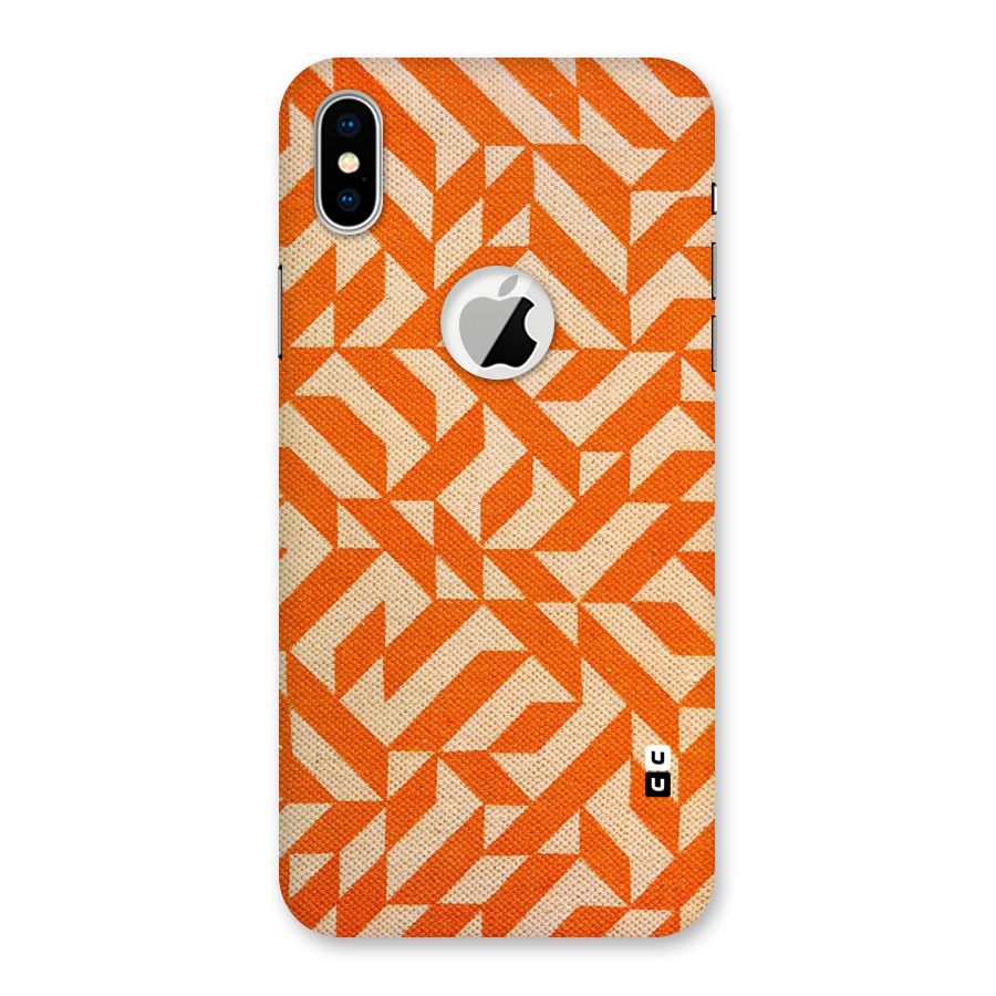 Orange Beige Pattern Back Case for iPhone X Logo Cut
