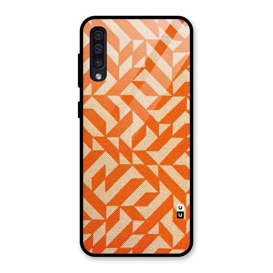 Orange Beige Pattern Glass Back Case for Galaxy A50