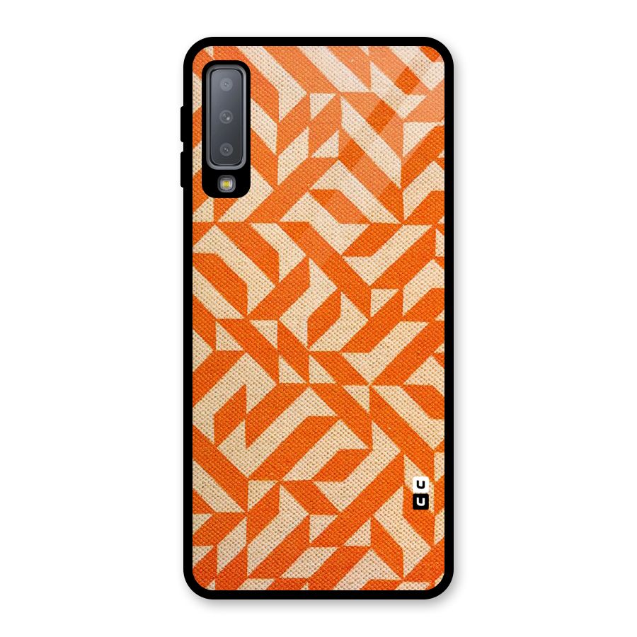 Orange Beige Pattern Glass Back Case for Galaxy A7 (2018)