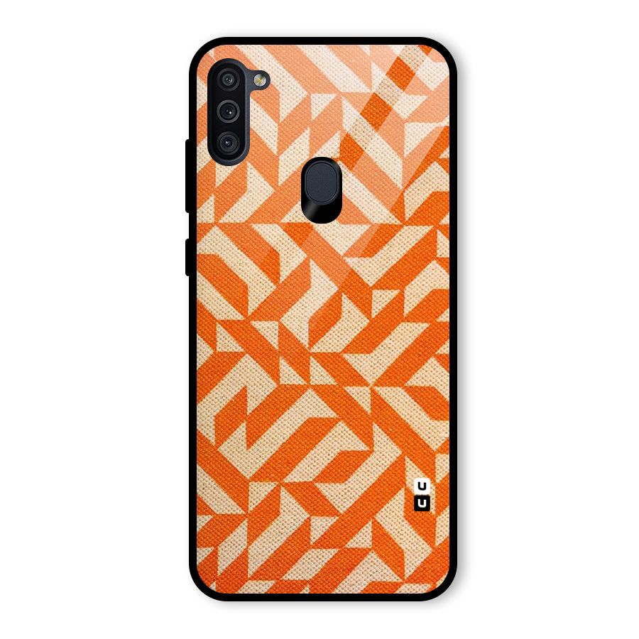 Orange Beige Pattern Glass Back Case for Galaxy M11