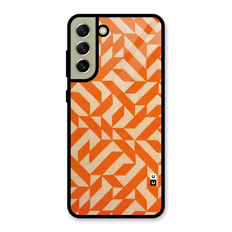 Orange Beige Pattern Glass Back Case for Galaxy S21 FE 5G