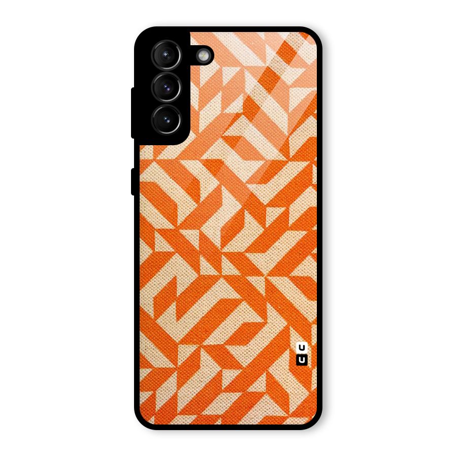 Orange Beige Pattern Glass Back Case for Galaxy S21 Plus