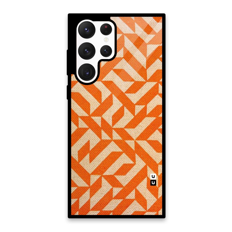 Orange Beige Pattern Glass Back Case for Galaxy S22 Ultra 5G