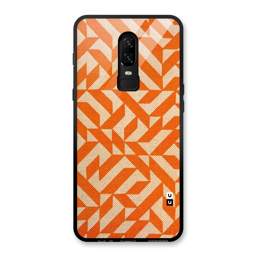 Orange Beige Pattern Glass Back Case for OnePlus 6