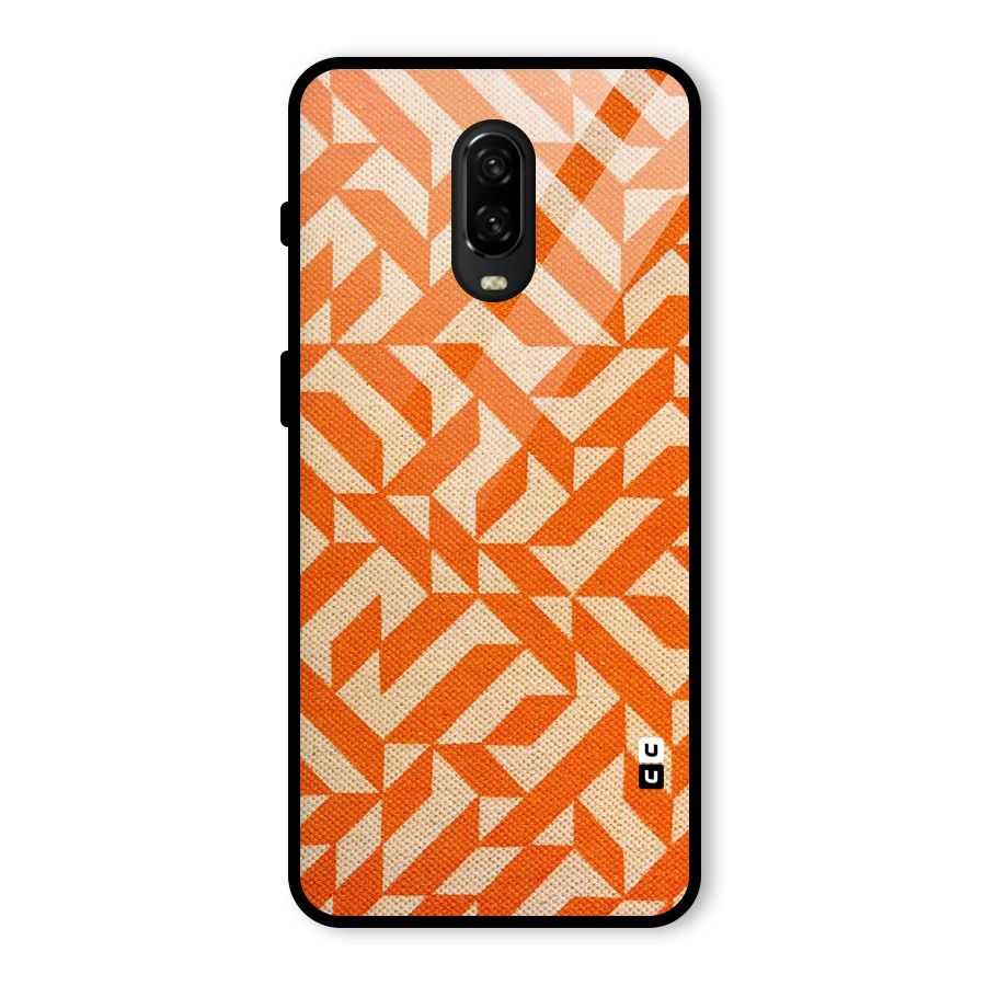 Orange Beige Pattern Glass Back Case for OnePlus 6T
