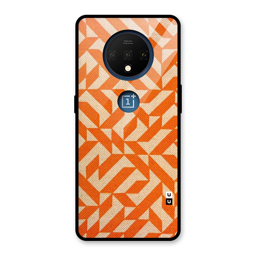 Orange Beige Pattern Glass Back Case for OnePlus 7T