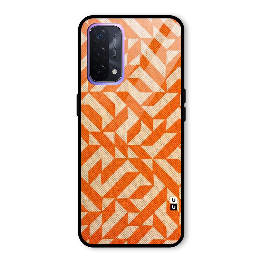 Orange Beige Pattern Glass Back Case for Oppo A74 5G