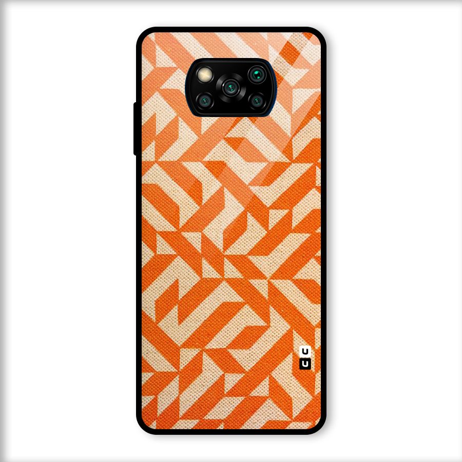 Orange Beige Pattern Glass Back Case for Poco X3