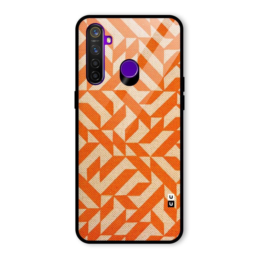 Orange Beige Pattern Glass Back Case for Realme 5 Pro