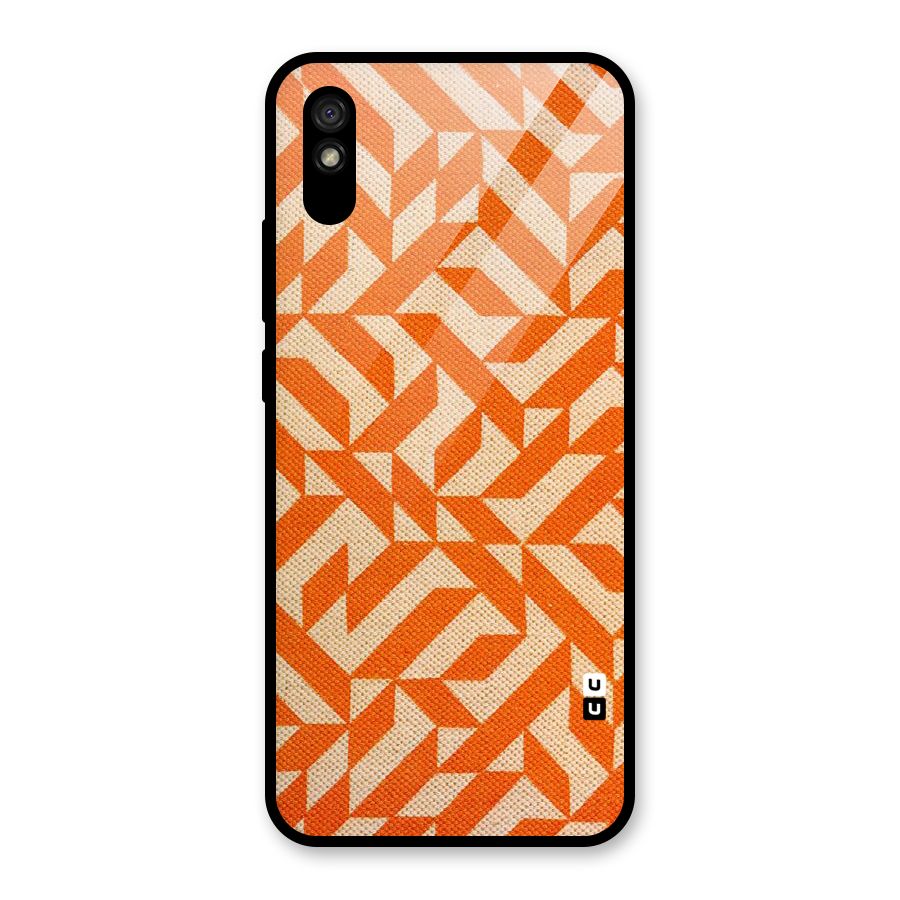 Orange Beige Pattern Glass Back Case for Redmi 9A
