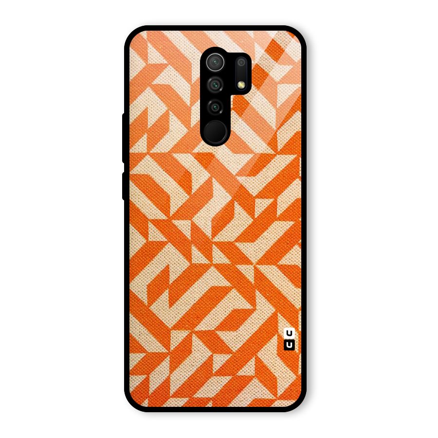Orange Beige Pattern Glass Back Case for Redmi 9 Prime