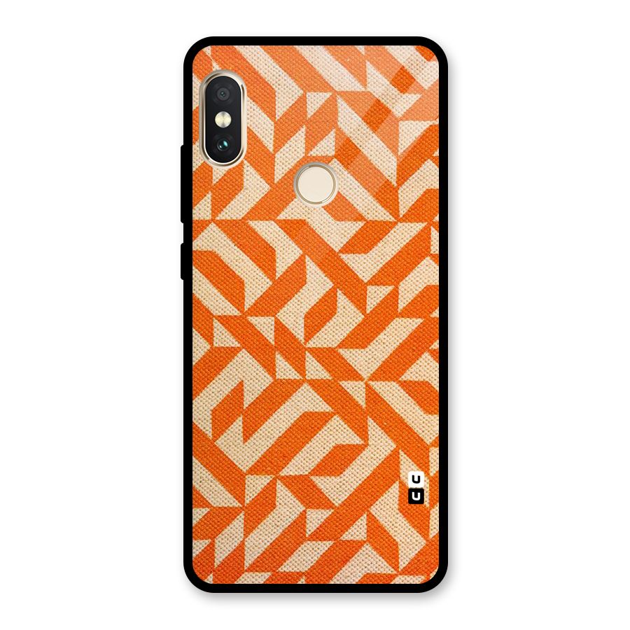 Orange Beige Pattern Glass Back Case for Redmi Note 5 Pro