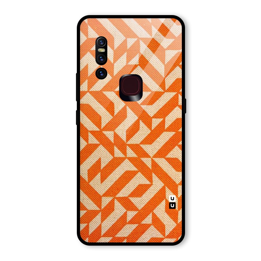 Orange Beige Pattern Glass Back Case for Vivo V15