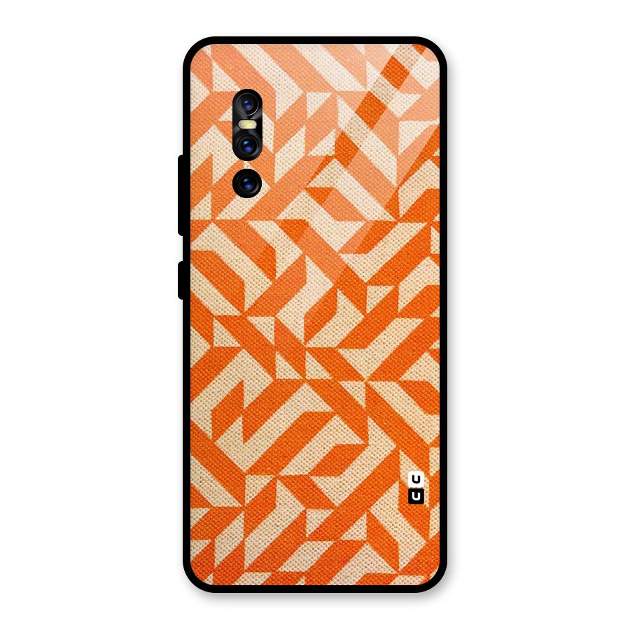 Orange Beige Pattern Glass Back Case for Vivo V15 Pro