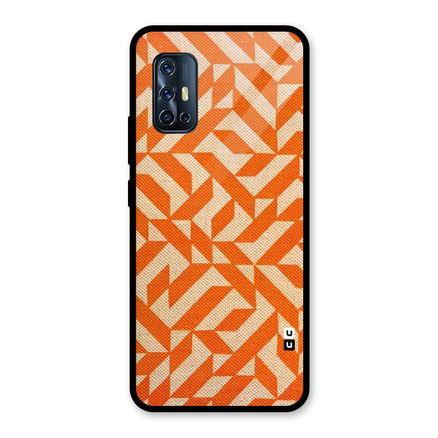 Orange Beige Pattern Glass Back Case for Vivo V17