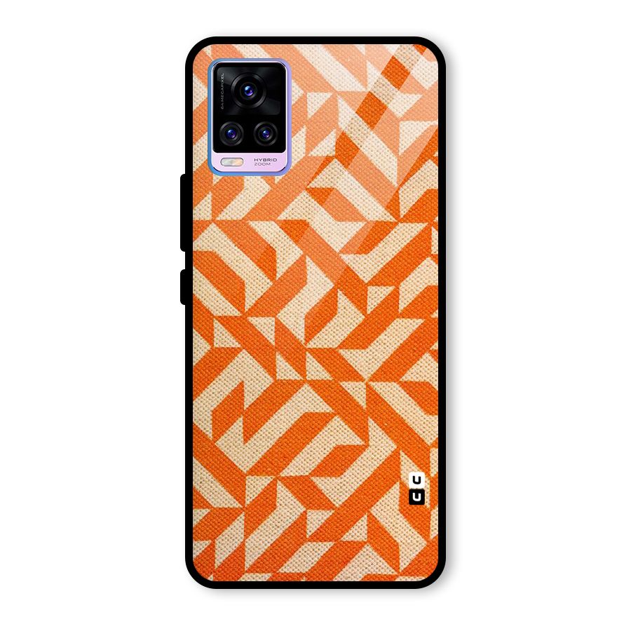 Orange Beige Pattern Glass Back Case for Vivo V20 Pro