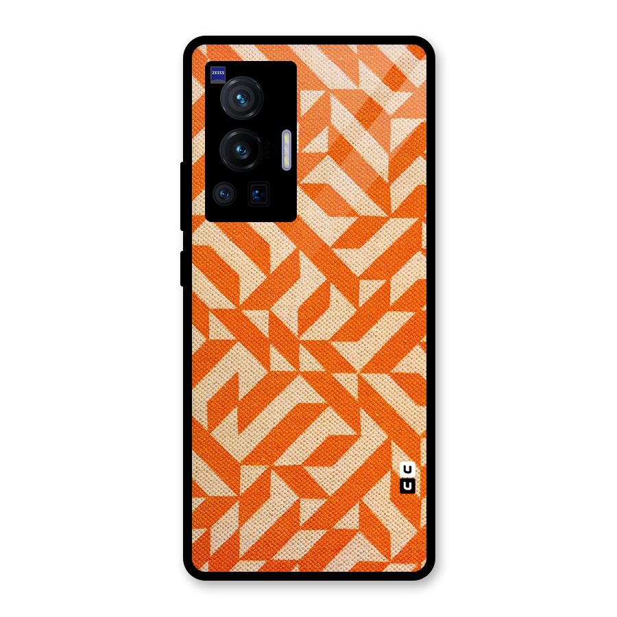 Orange Beige Pattern Glass Back Case for Vivo X70 Pro