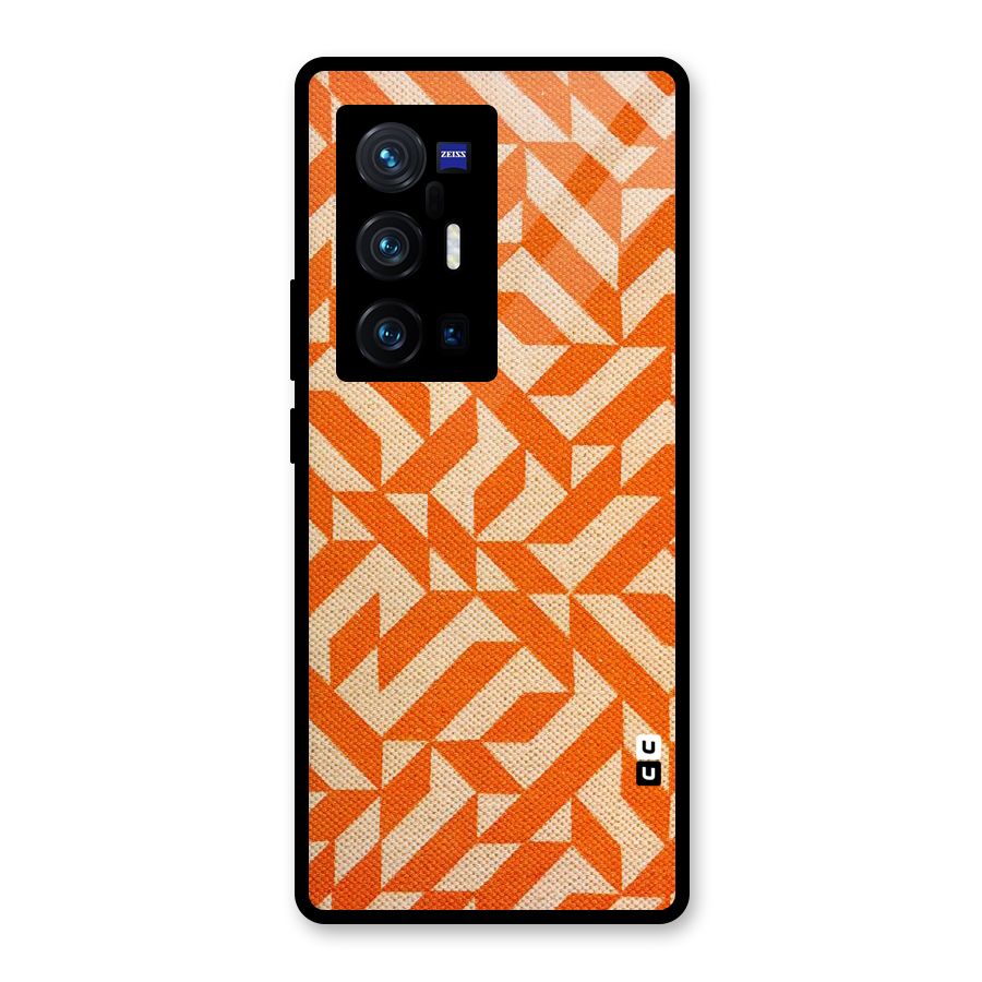 Orange Beige Pattern Glass Back Case for Vivo X70 Pro Plus