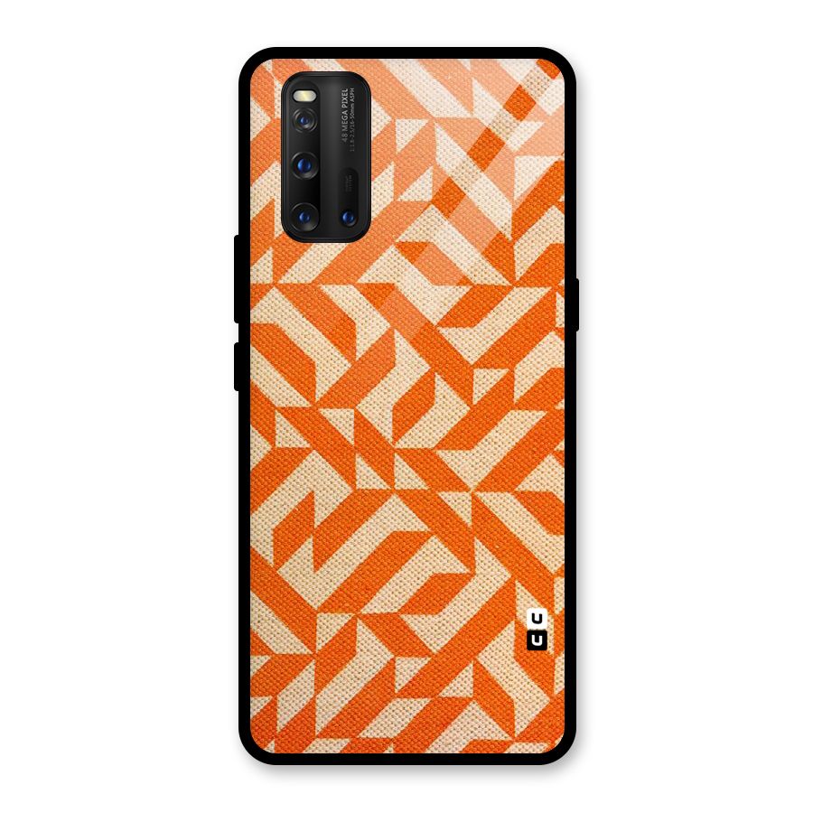 Orange Beige Pattern Glass Back Case for Vivo iQOO 3