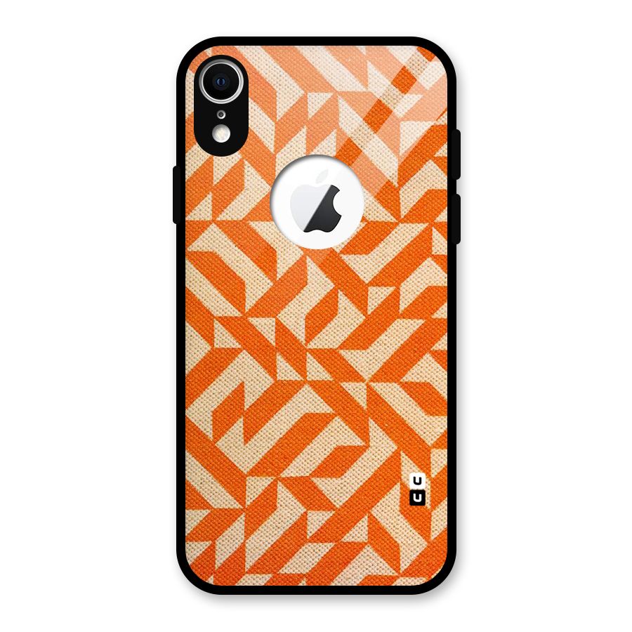 Orange Beige Pattern Glass Back Case for iPhone XR Logo Cut