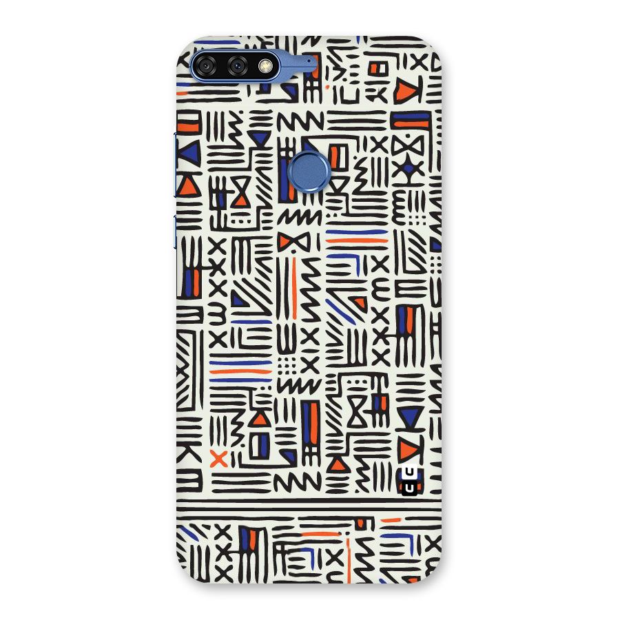Orange Blue Number Back Case for Honor 7C