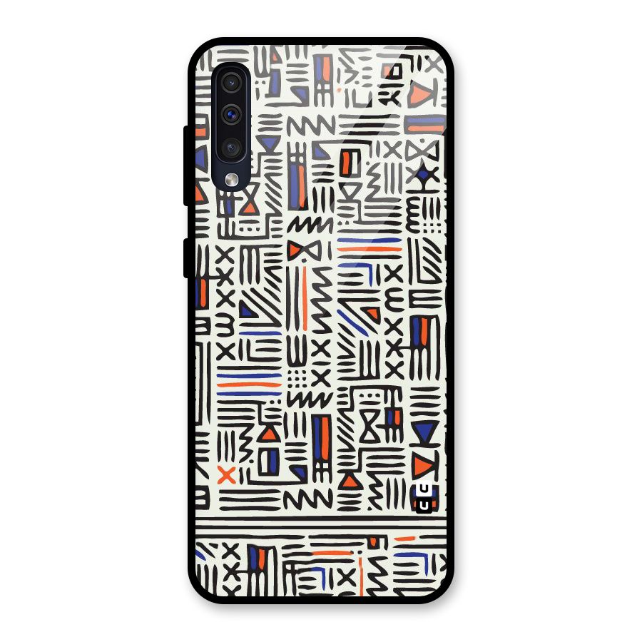 Orange Blue Number Glass Back Case for Galaxy A50