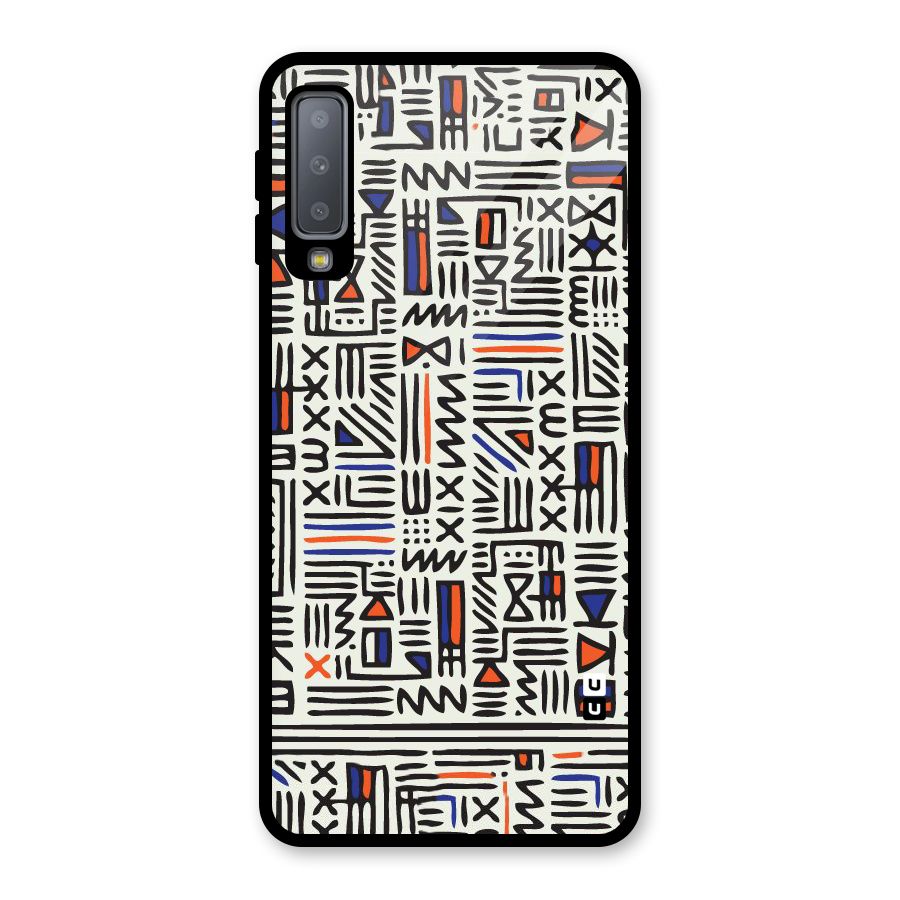 Orange Blue Number Glass Back Case for Galaxy A7 (2018)