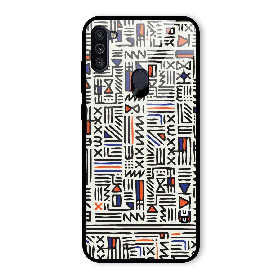 Orange Blue Number Glass Back Case for Galaxy M11