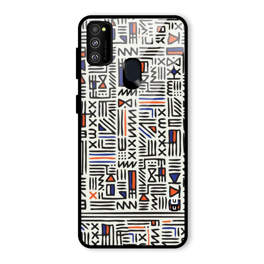 Orange Blue Number Glass Back Case for Galaxy M30s