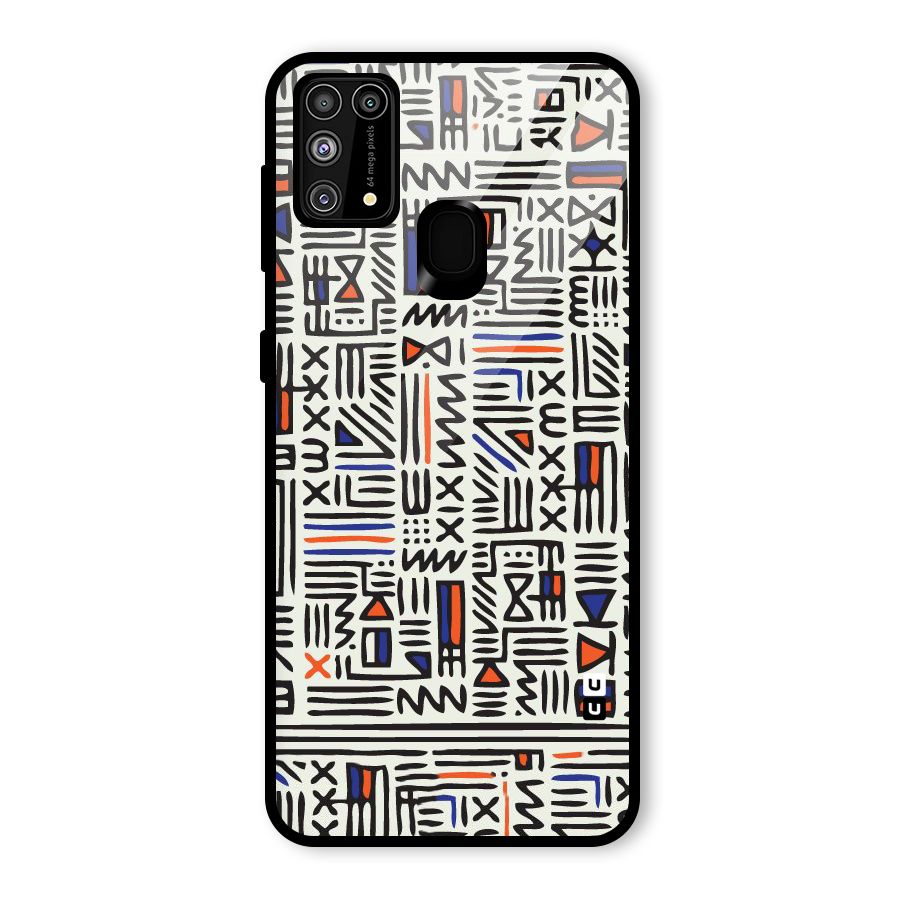 Orange Blue Number Glass Back Case for Galaxy M31